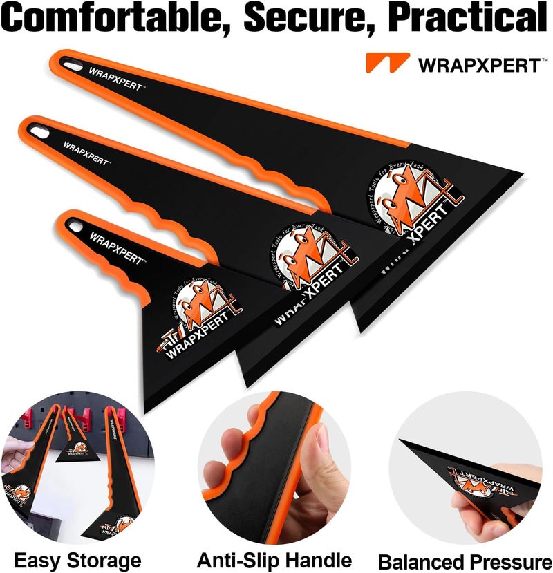 WRAPXPERT Window Tint Tools,3 Pack Window Tint Squeegee Triangle Contour, 3 Different Sizes Tinting Tools for Window, Mirror,Front Windows Rear Glass, Auto Car Glass Film Installation - Image 2